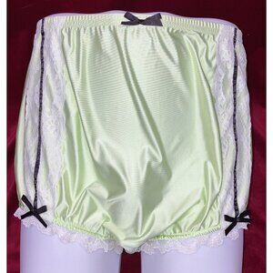 NIP M L Ritzy Knickers Can Can Granny Panty Silky Nylon Satin Lace Brief Sissy